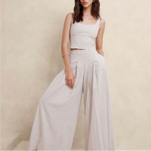 Elegant Beige linen crop top from Banana Republic.